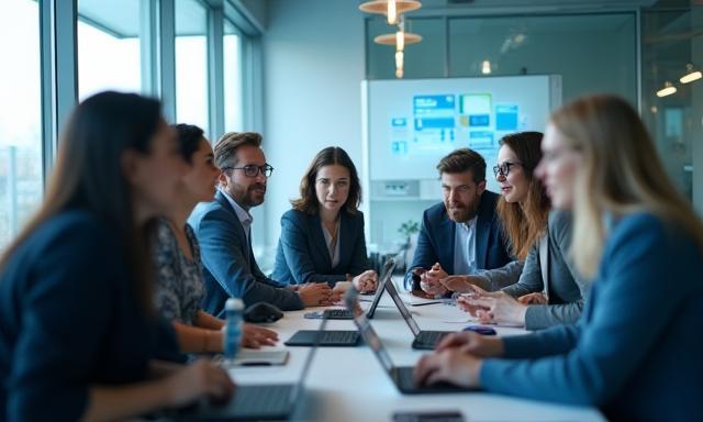 Celtic Wave team collaborating in a modern office.